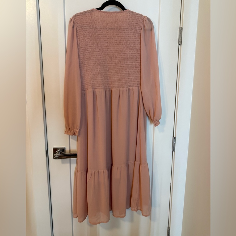 NWT Smocked Bodice Pink Prairie Midi Dress - Size M - Picture 4 of 7